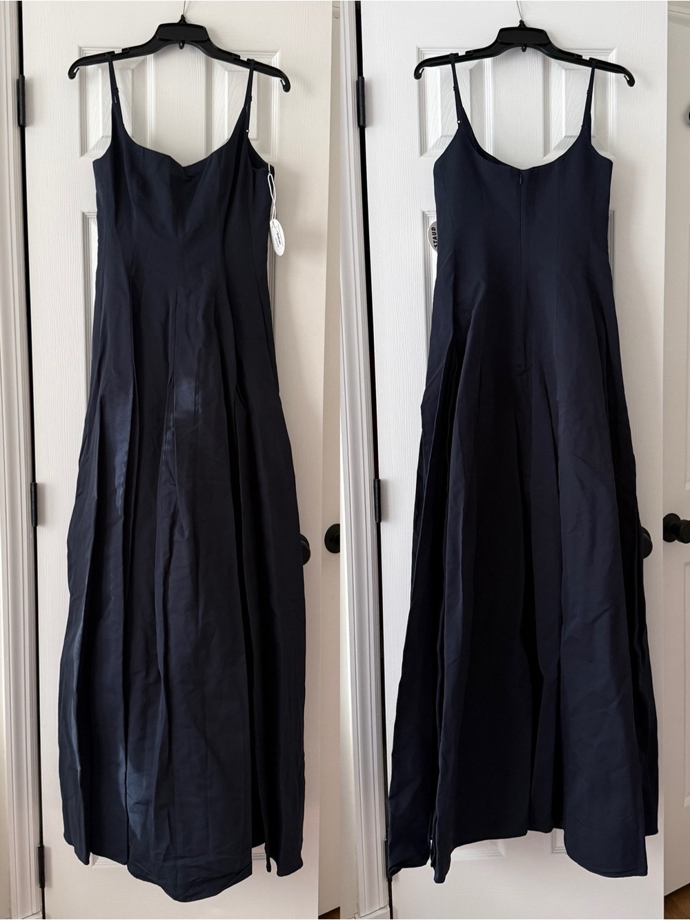 STAUD Joy Cotton Blend Gown Maxi Dress Navy Blue Side Pockets NEW with tags - Picture 2 of 7